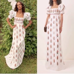 NWT Agua Bendita Pistachio Dahlia Linen Dress, Size L